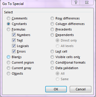 go to special dialog box
