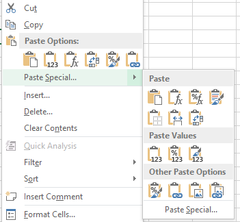paste options