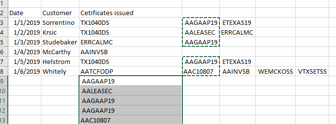 find and select constants in excel